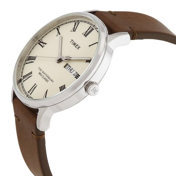 NWT Authentic Timex Waterbury Classic Quartz Cream Dial Men's Watch TW2W50600 - Picture 2 of 3